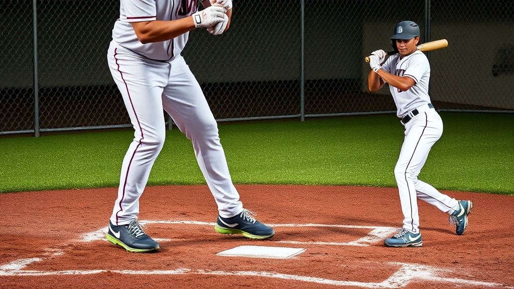 타석에서 타자의 발 간격과 방향을 나타낸 참고 이미지